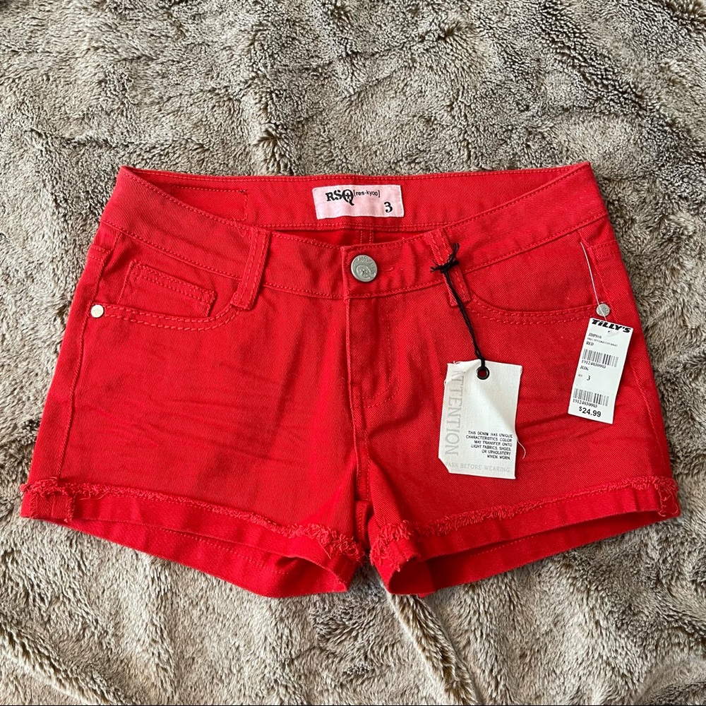 NWT RSQ red denim shorts